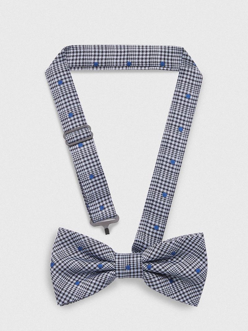 Férfi Tommy Hilfiger Silk Dot Houndstooth Bow Nyakkendők Sötétkék Kék | HU 1590RVD